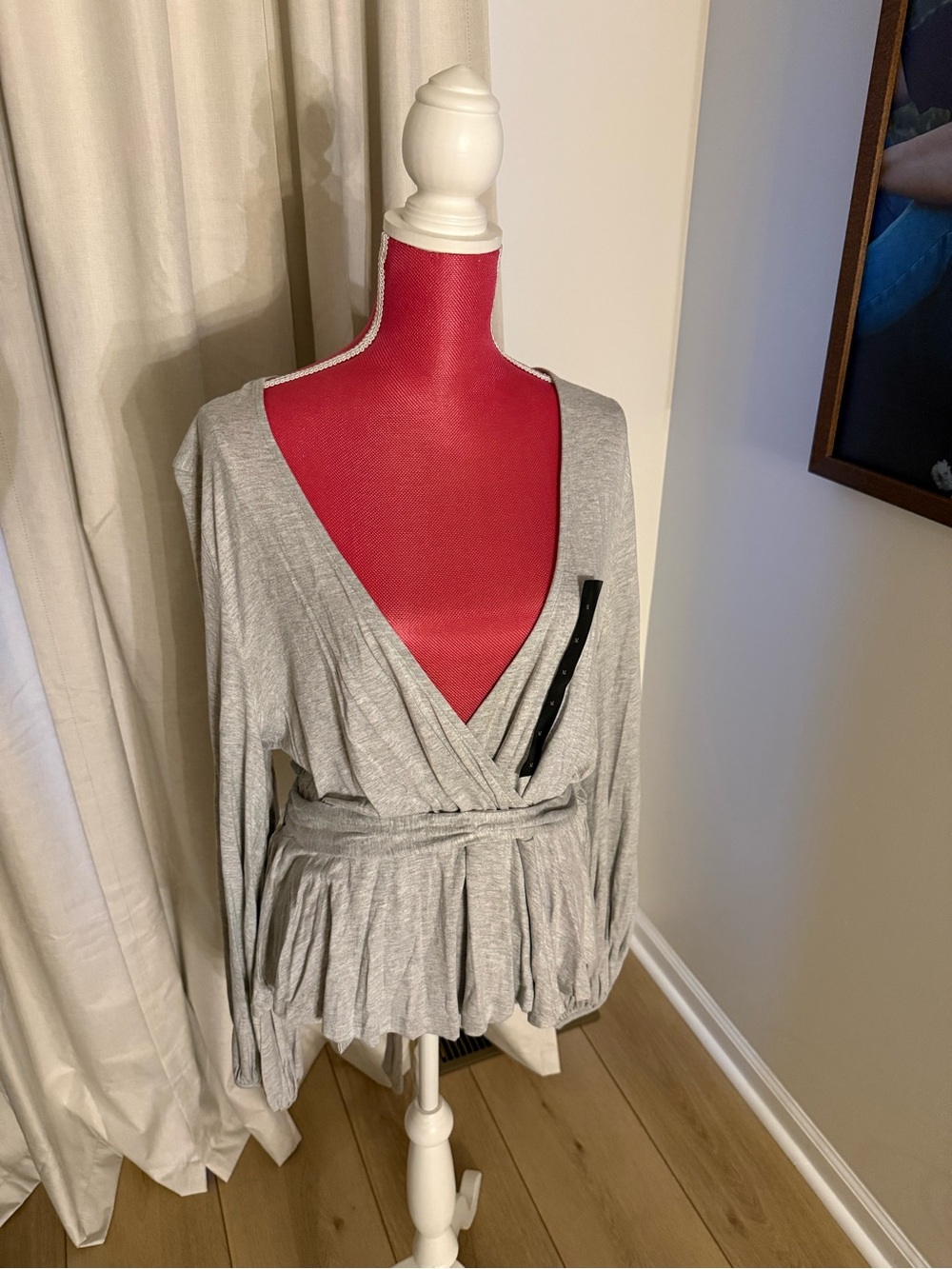 Banana Republic Light Gray Wrap Peplum Blouse